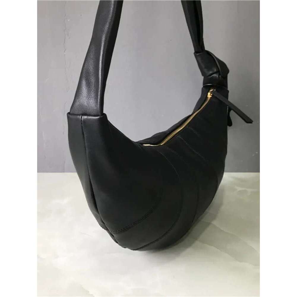 Black Genuine Leather Single Shoulder New Designer Hobos Zipper Casual Crossbody Bags High Street Sg Messenger Bag
