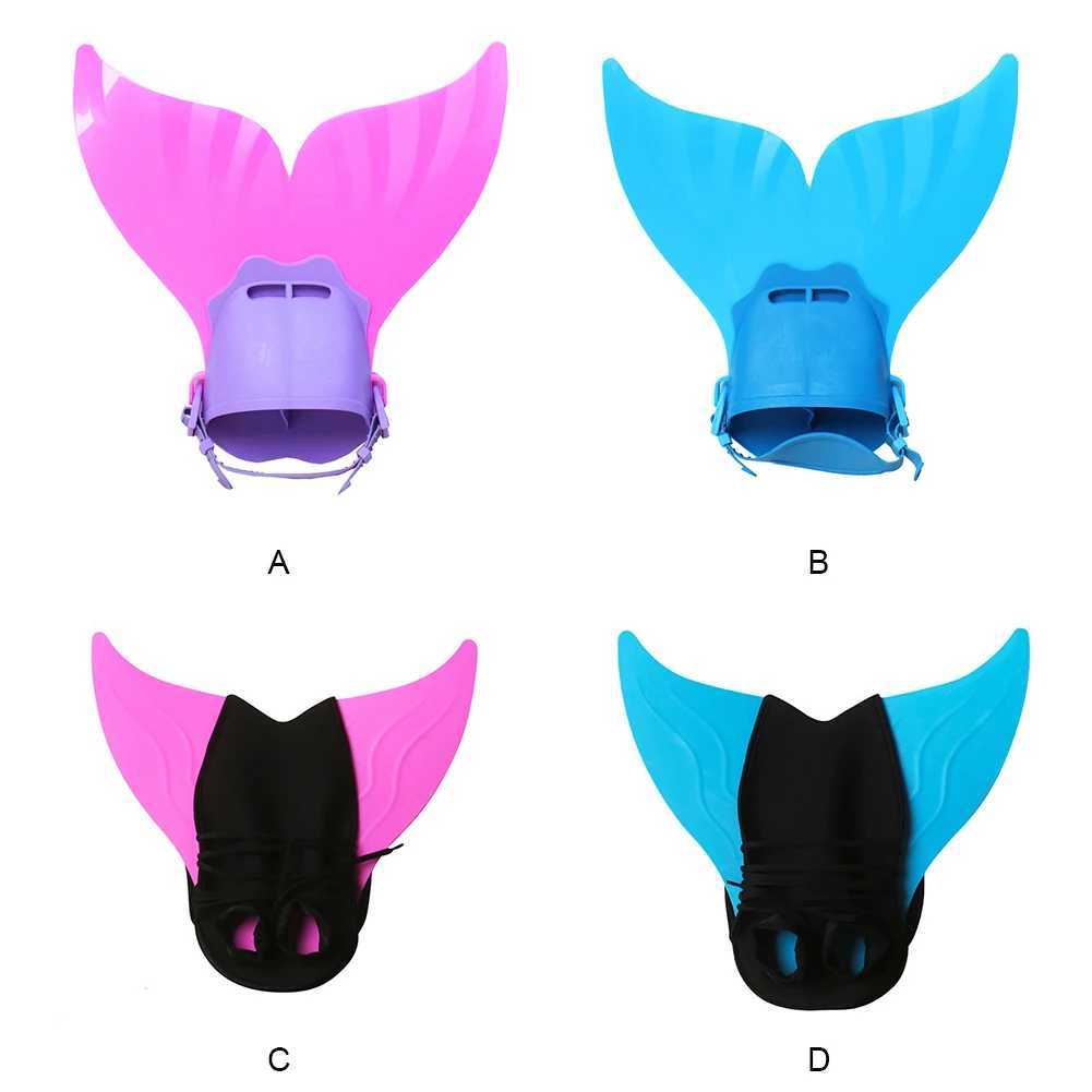 Childrens mermaid tail flip childrens silicone fin diving shoes swimming equipmentY250412