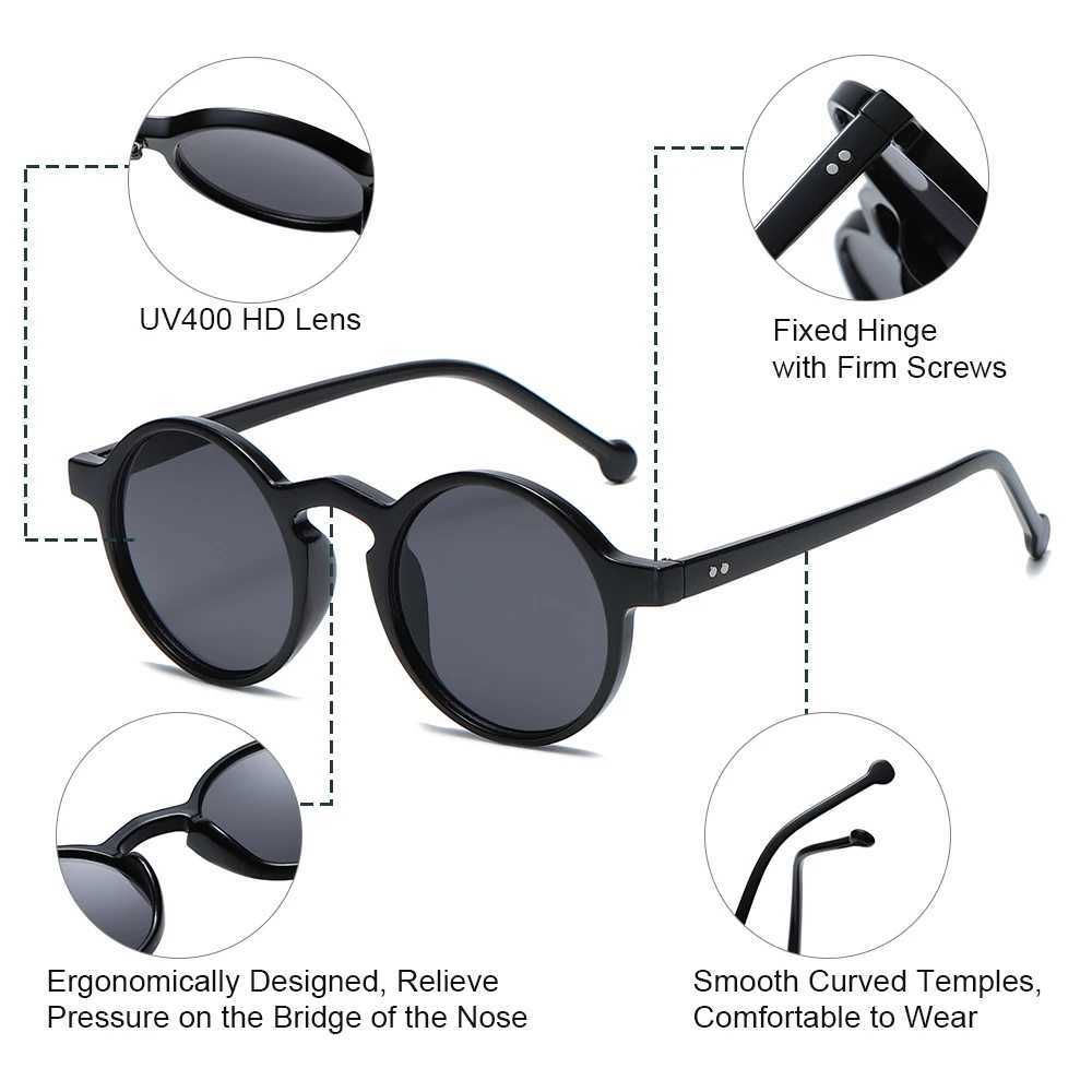 1PC Unisex Fashion Retro Round Sunglasses Brand Designer Vintage Small Frame Sun Glasses Korean Style Driving Eyewear UV400C250411