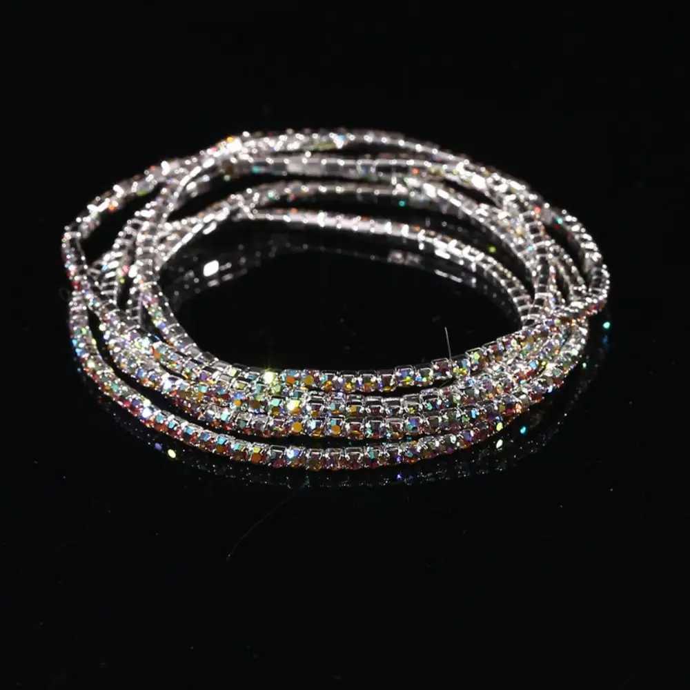 5Pcs/Lot Gift 2mm Crystal Bracelets Elastic Gold Color Crystal Rhinestones Bracelets Bling Metal Bangle Bracelet SummerC250411