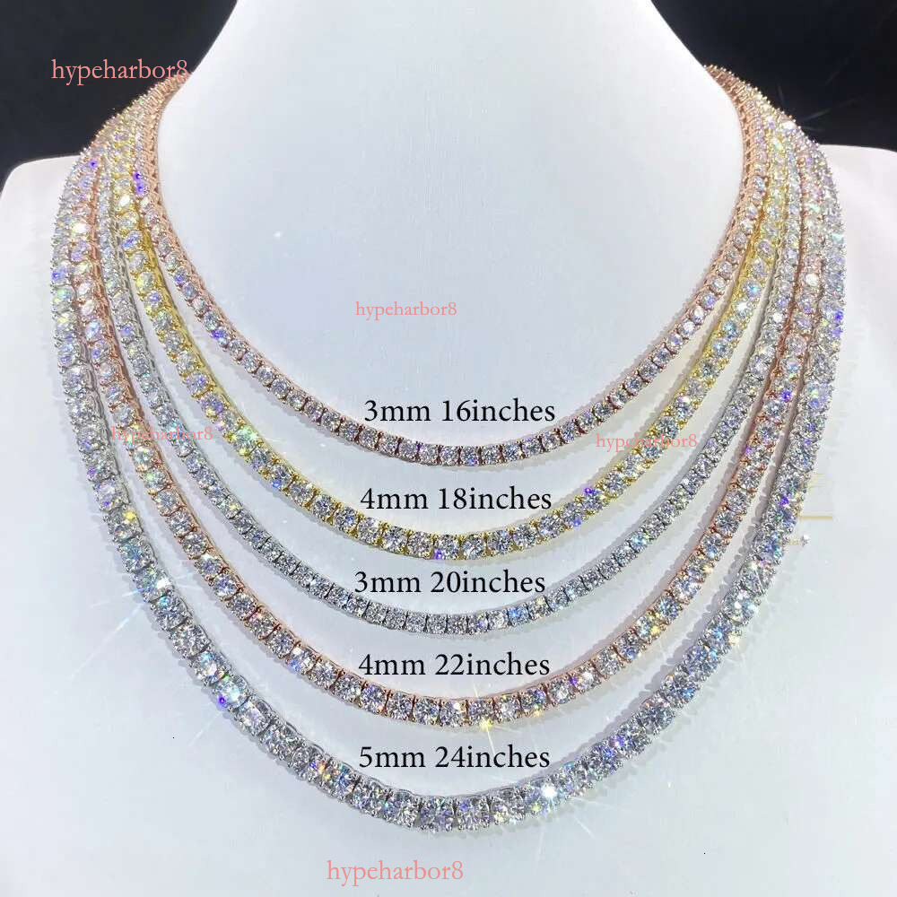 2mm 3mm VVS Moissanite Tennis Chain 7-24 inch Women's and Men's Bracelet Necklace