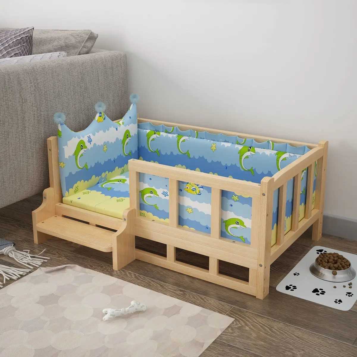 Dog bed Kennel Solid wood teddy Golden Retrievable wooden pet bed Cat bed All seasons Cat nest Bedside table X250412