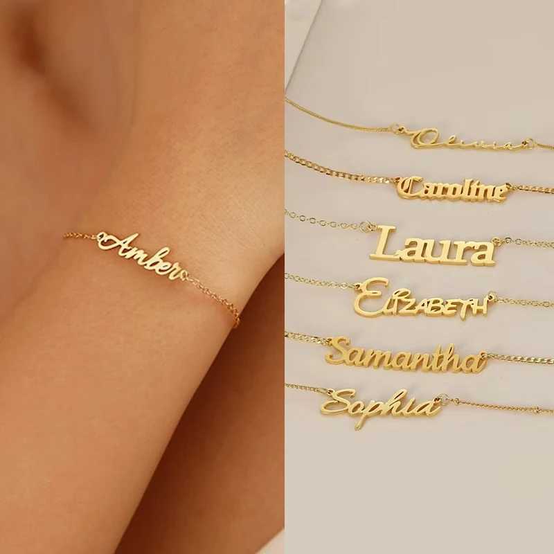 Fashion Customized Name Bracelets Letter Stainless Steel Personalized Bracelets For Women Baby bangle Jewelry Not Allergic GiftC250411