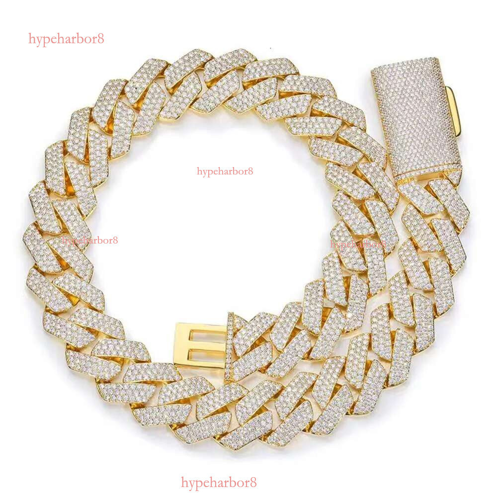 Fashion Jewelry Designer Cuban Chain, Pure Sier Tin 3 Rows Mosonite Necklace Men's Gift Gothic Iced Pendant with Dia Tester