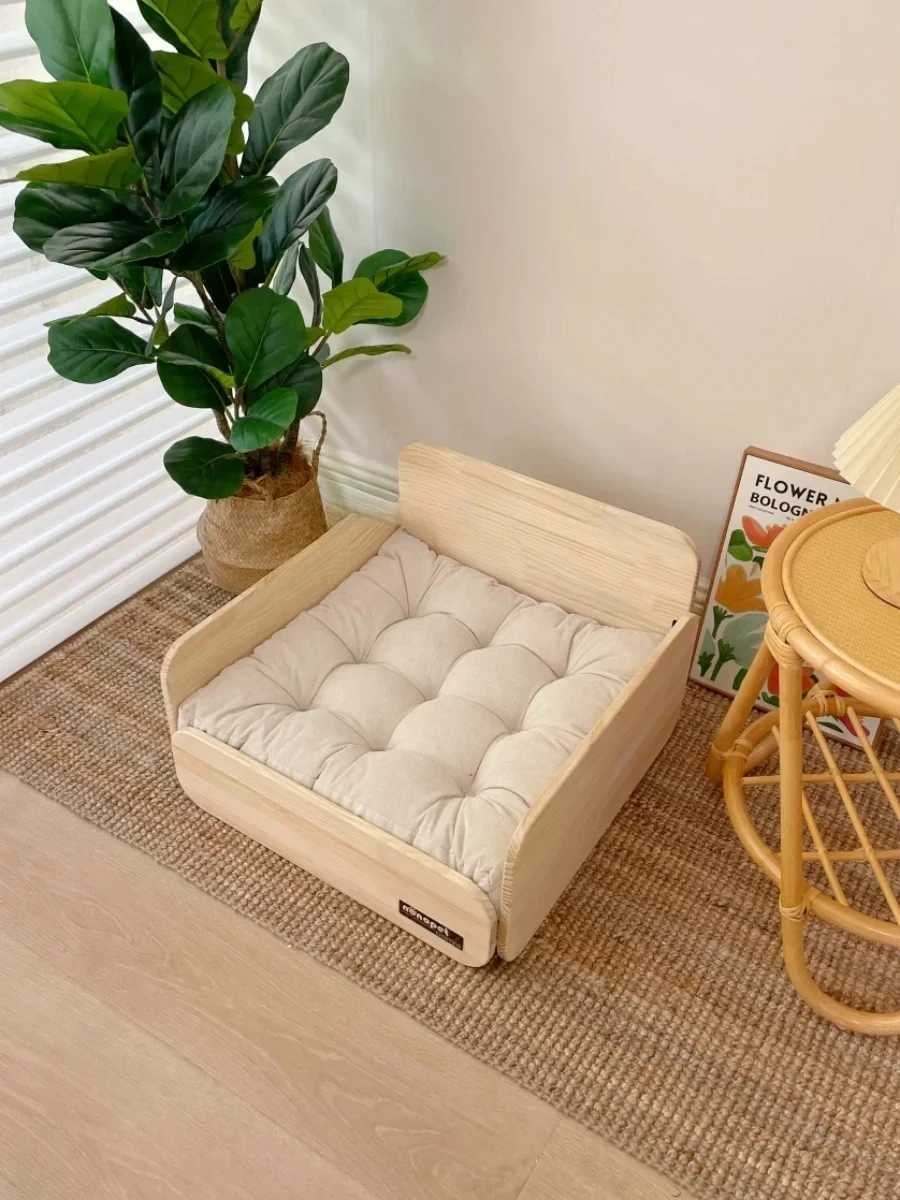 Pet solid wood dog and cat mini bed sofa pet bed mini dog X250412