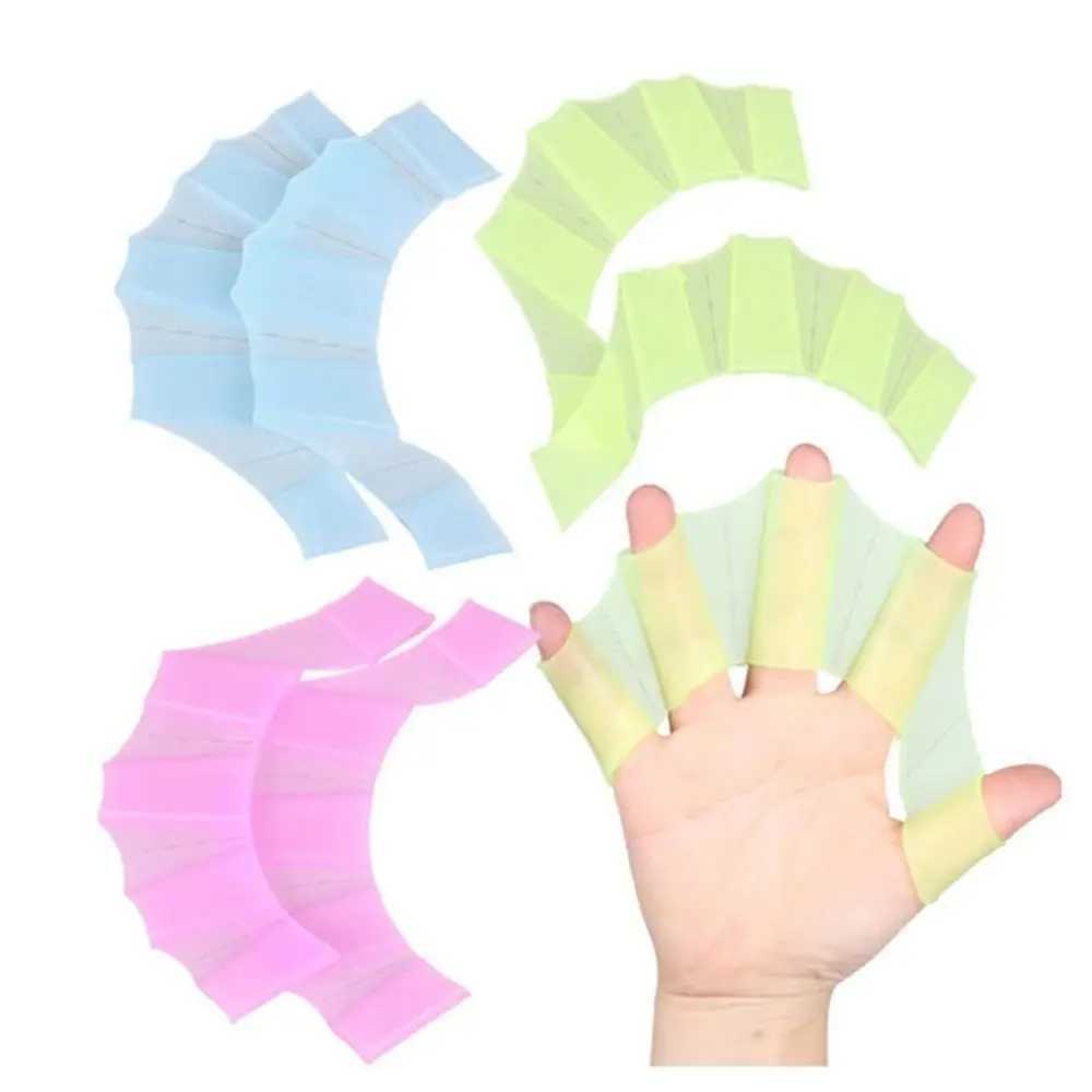 Swimming training silicone finger wearing frog shaped swimming pool paddle hand net finger weavingY250412