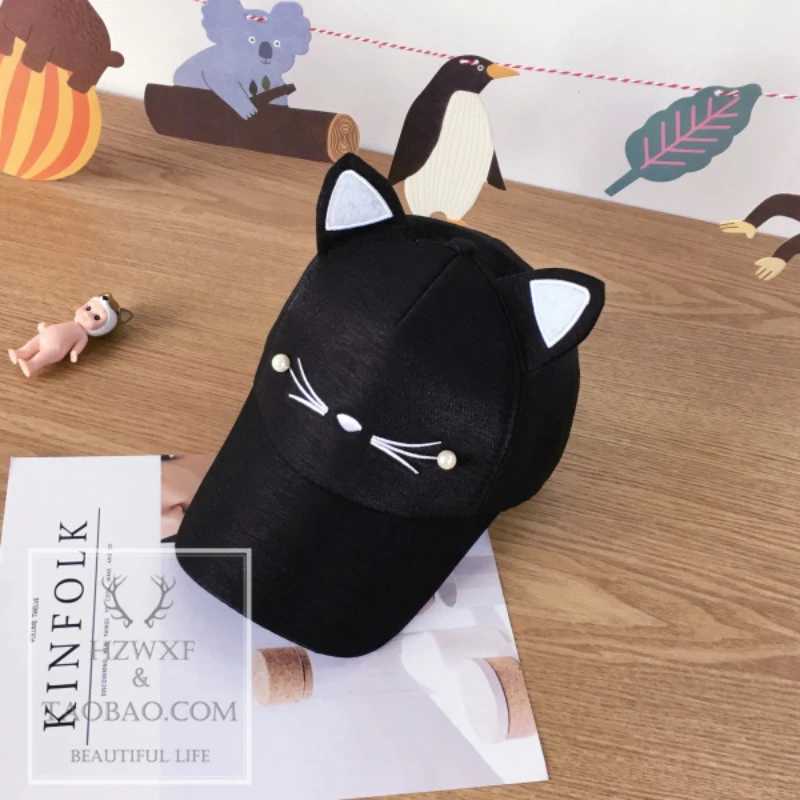 Womens Baseball C Cats ears (Steamed cat-ear shaped bread) Wool Hat Peak C Baseball Cartoon Cotton Outdoor Sports Leisure Sun C Role Play Fashion Plus