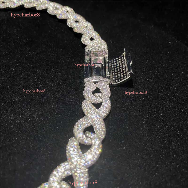 Full Iced Out Classic Box Clasp Moissanite k Fine Hip Hop Men Jewelry Cuban Necklace Bg Dia Chain