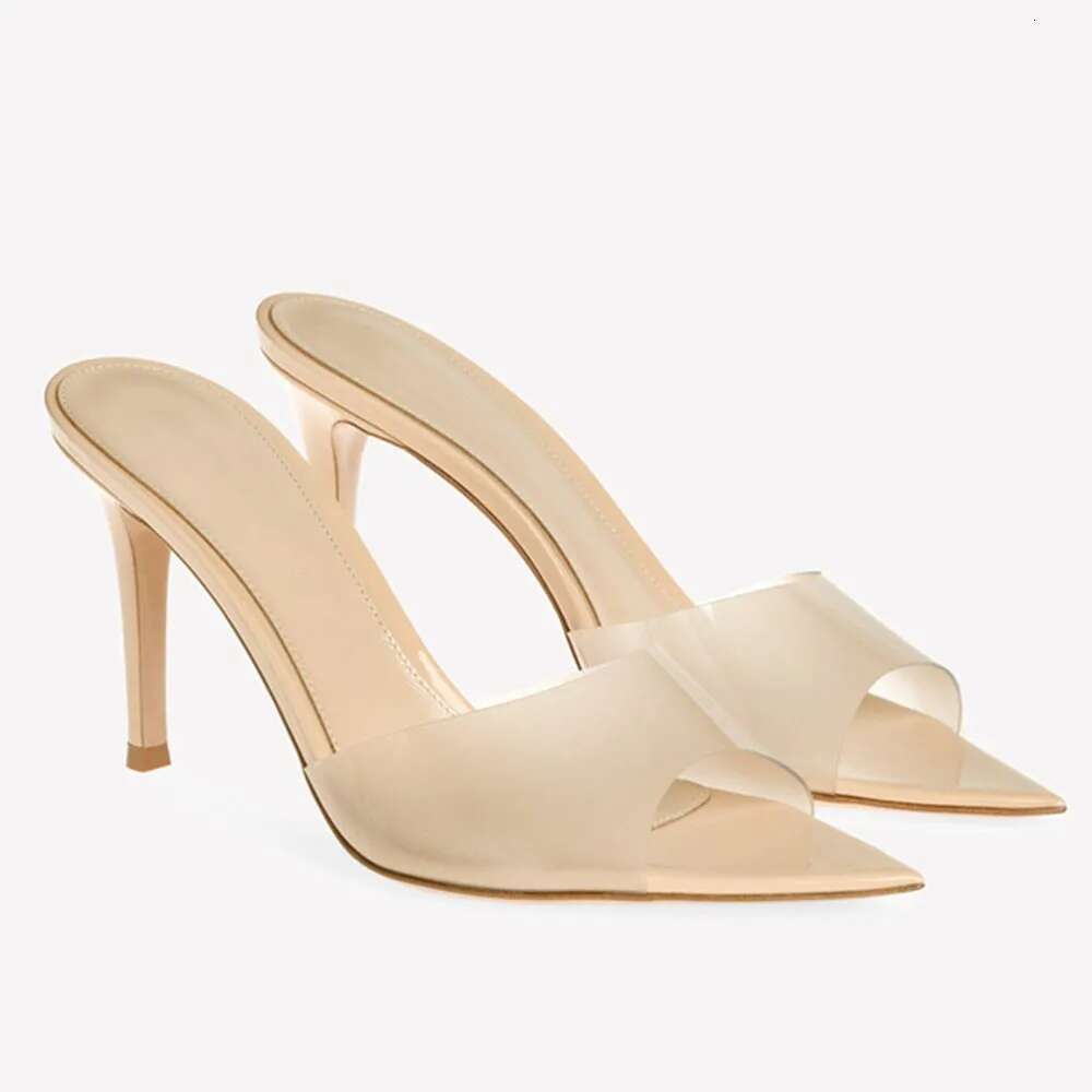 2025 Peep Toe Sexy Summer Women's Mules Pump Elegant Chic Super Thin High Heels Office Lady Party Shoes Slipper Sandals