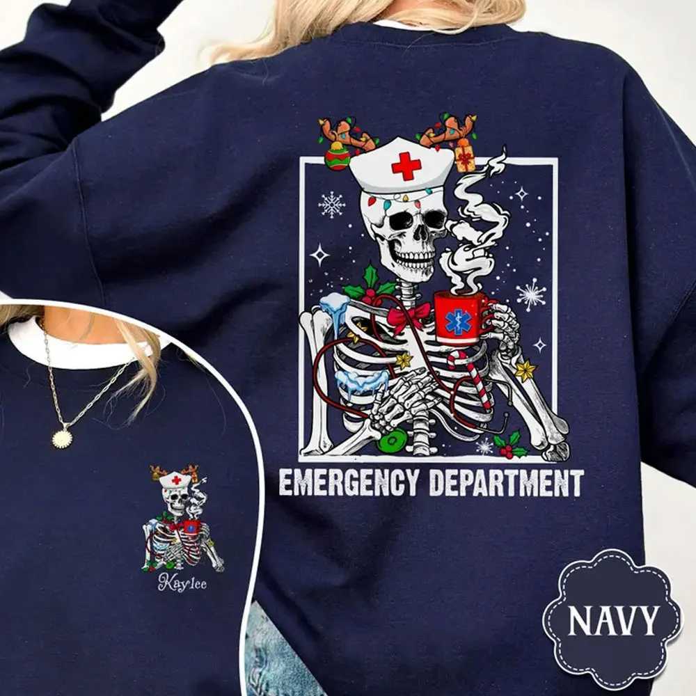 POD customization Womens Custom Christmas Er Nurse Sweatshirt Emergency Department Nurse Crew Sweatshirts Long Sleeve Y2k Clothes New in TopsT251112