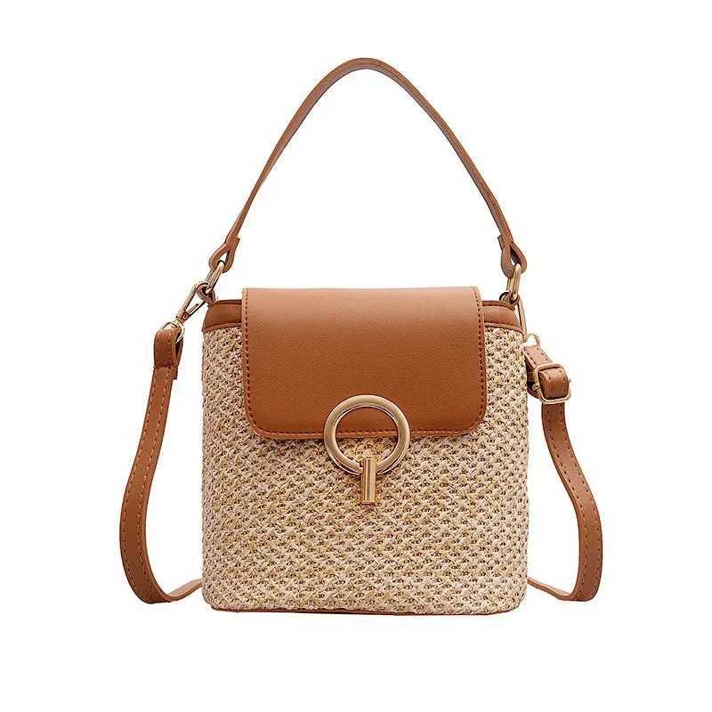 Beach shoulder womens bag 2023 new Fi trend Korean Versi Versatile Fi handheld cross body bucket bagXJ250412