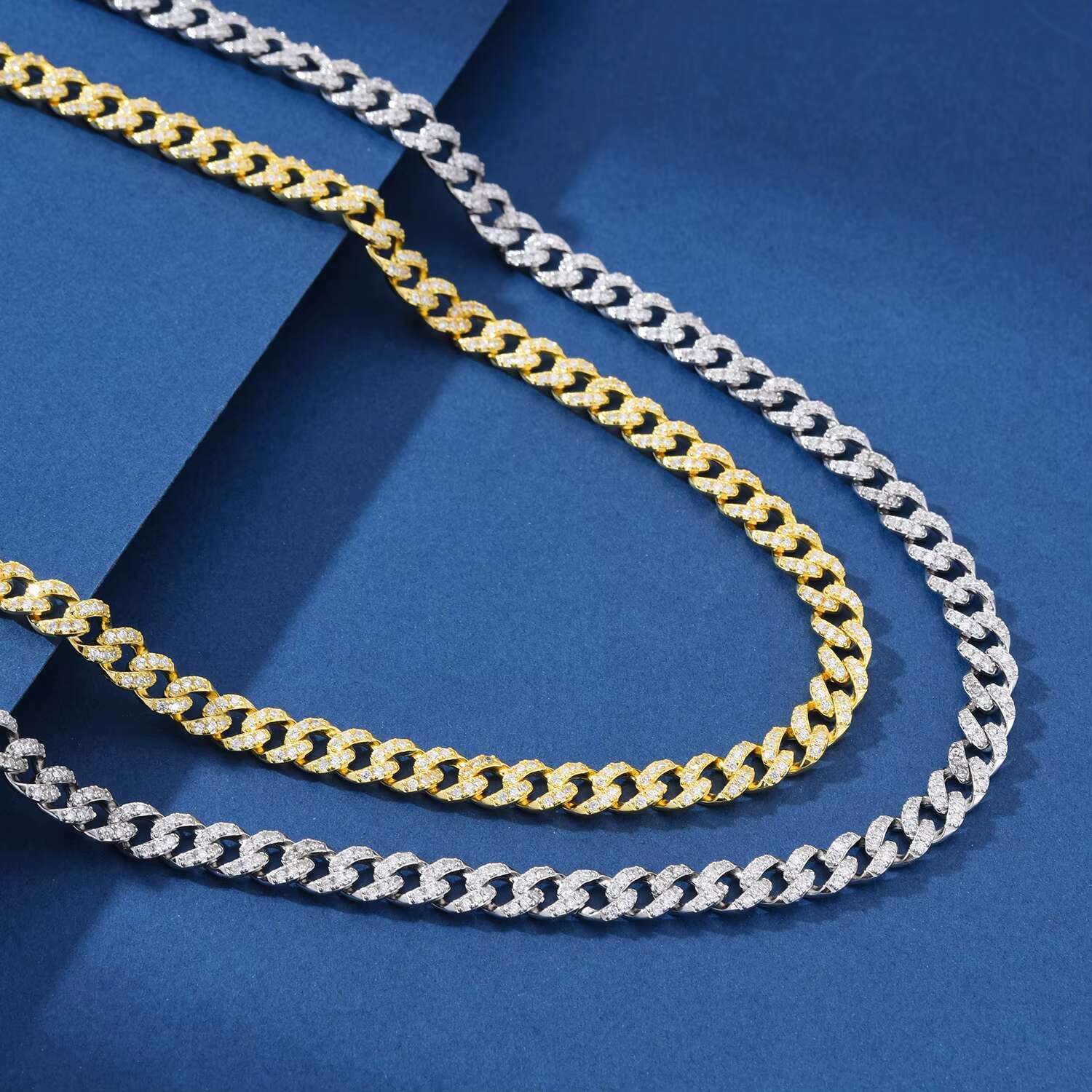 Rapper Hip Hop Accessories Fashion 6mm Chain Gold Plated Sier Zhirah Dia Iced Cuban Men's Necklace