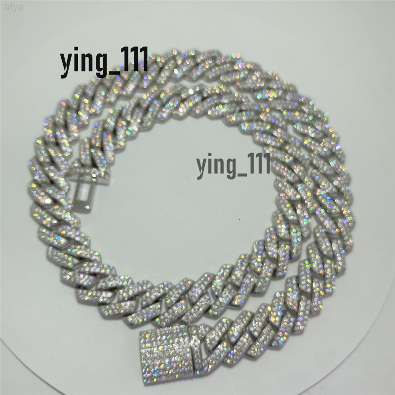in Stock 14mm Wide Moissanite Diamond Cuban Link 925 Silver Fully Iced Out Vvs Hip Hop Jewelry Chain Bracelet