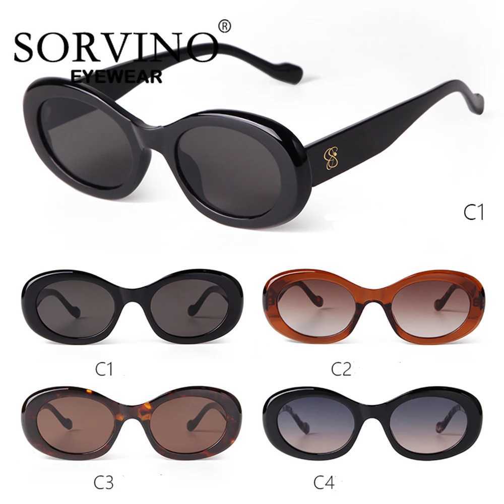 SORVINO Trendy Tortoise Shell Black Oval Sunglasses Gradient Brown Lens Round Women Men Sun Glasses Female UV400C250411