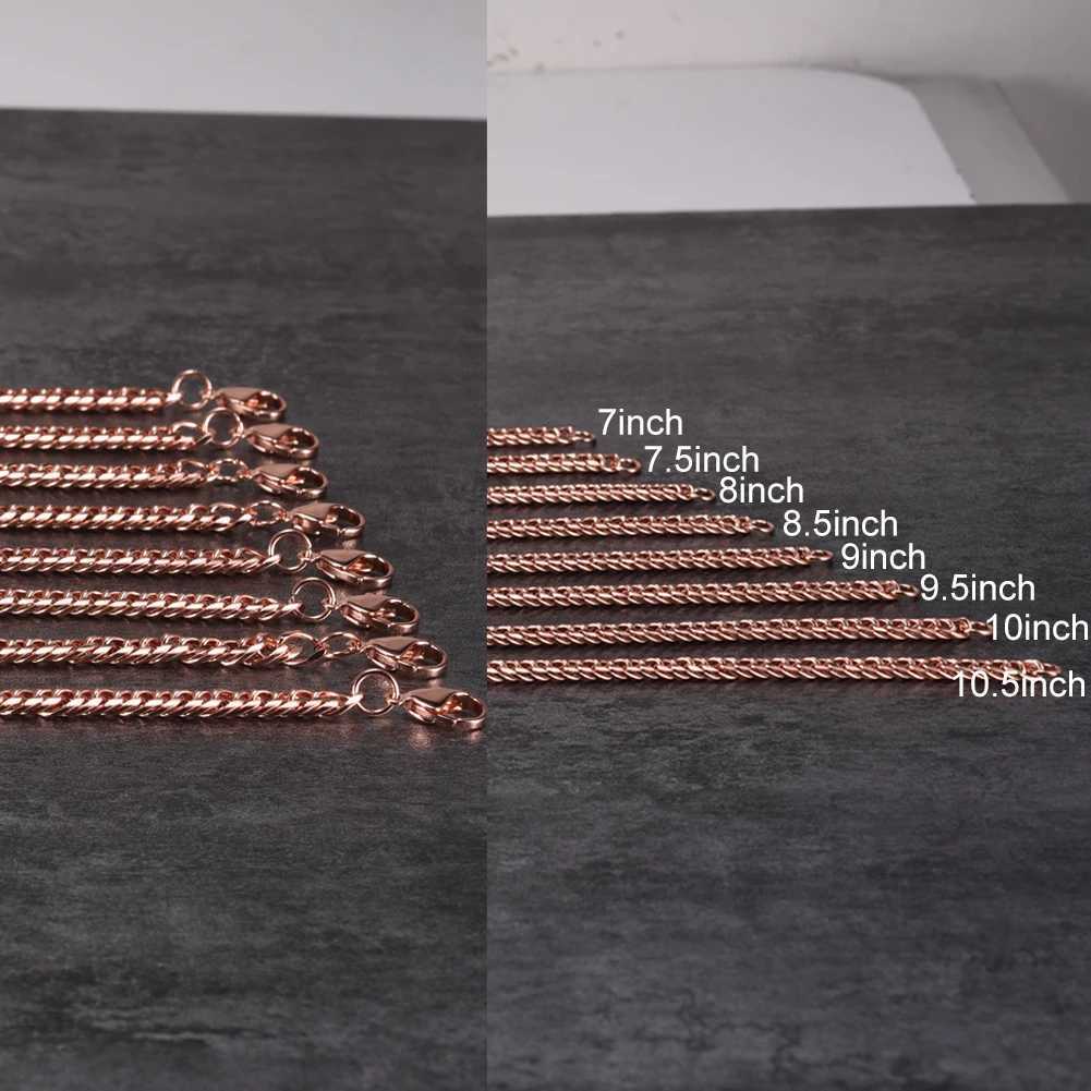 Pure Copper Bracelet for Men Women Adjustable Cuban Chain Link Lobster Clasp 6mm Anti-scratch Bracelets Male 7-10.5 Inch JewelryC250411