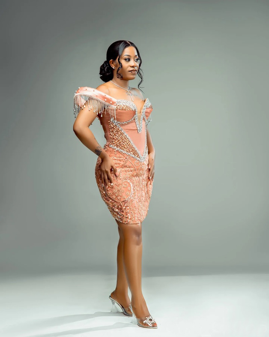 Chic Peach Ball Gown Cocktail Dress Beaded Crystals Sheath Sequined Short Mini Graduation Homecoming Dresses For Special Occasions Sweetheart Gowns