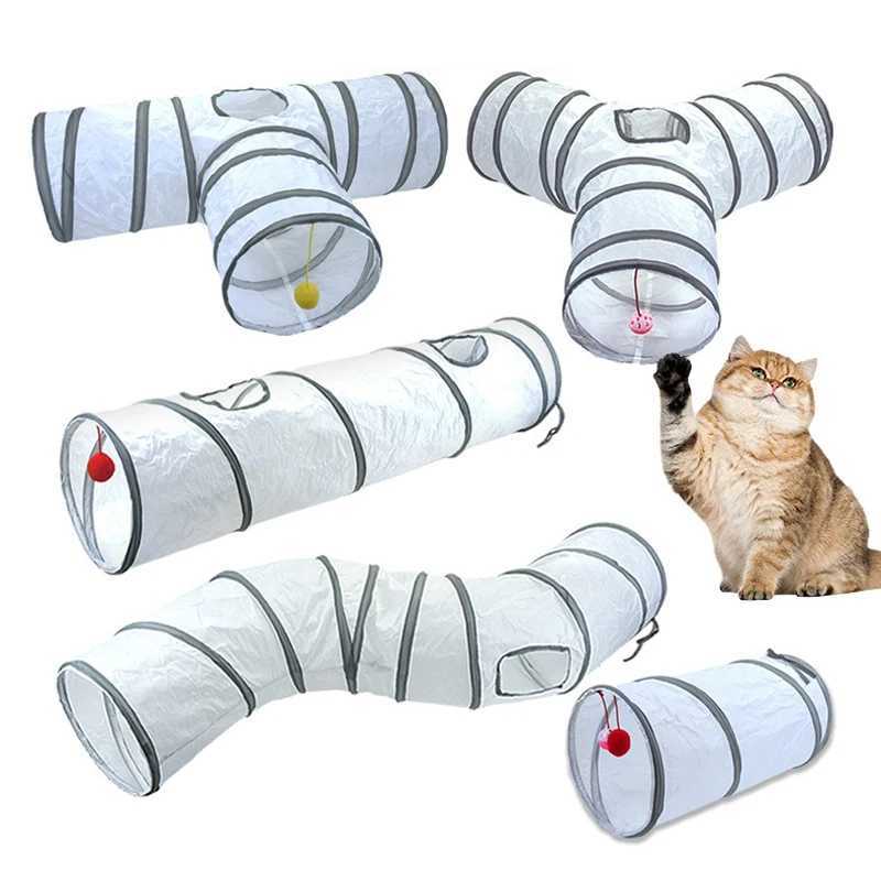 Pet Cat Tunnel Toy Folding White Pet Cat Kitten Training Interactive Fun Toy Cat Rabbit Animal Game Tunnel Tube Y250412