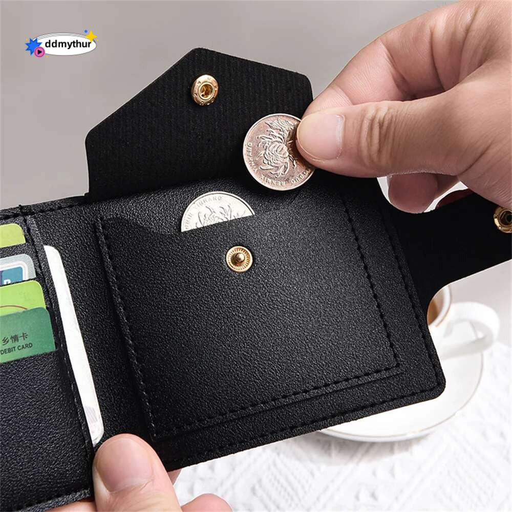 Pu Leather Small Short Wallet Bag Multi Card Holder Students Ultra-Thin Cowhide Coin Purse Clip Clutch Pouch For Men Women ddmythur