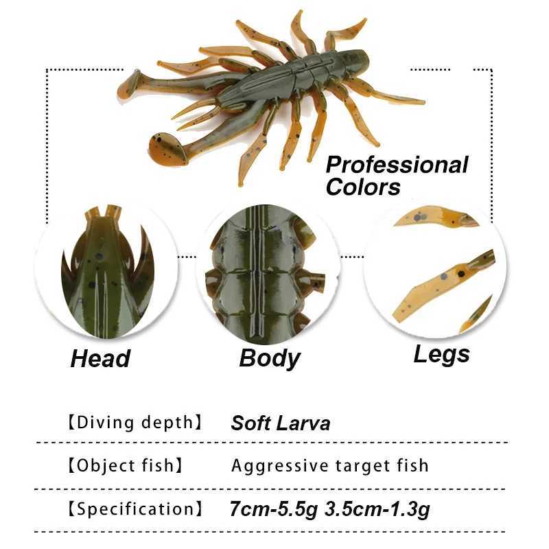 WESTBASS 4PCS Soft Swimbaits 3.5cm-7cm Silicone Creature Insect Baits Rubber Shrimp Wobblers Lilelike Fishing Lures Isca Pesca Z250411