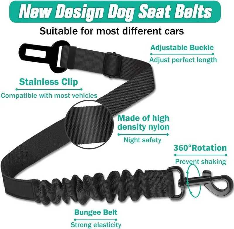 Car dog safety buckle pet thick nylon traction elastic rope retractable car seat belt manufacturer Y250412