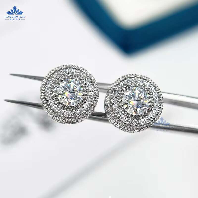Wholesale 925 Silver Jewelry Fine Stud Earrings With GRA Certificate VVS Diamond Wedding Earrings Silver 925 Sterling Women