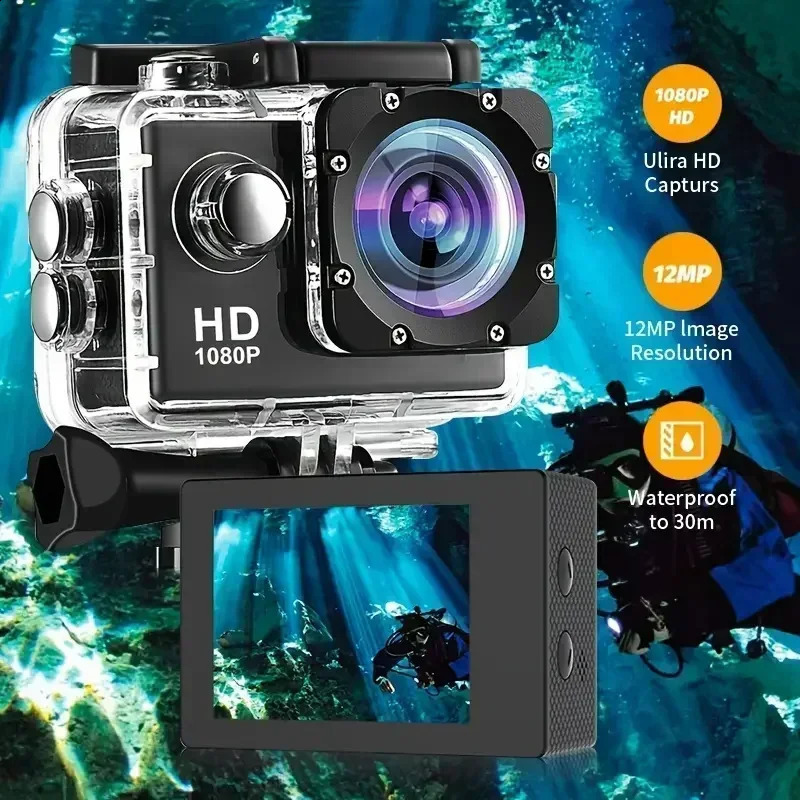 Full HD 1080P Waterproof Camera 20inch Camcord Sports DV Go Cam Pro Mini with Accessories 250408