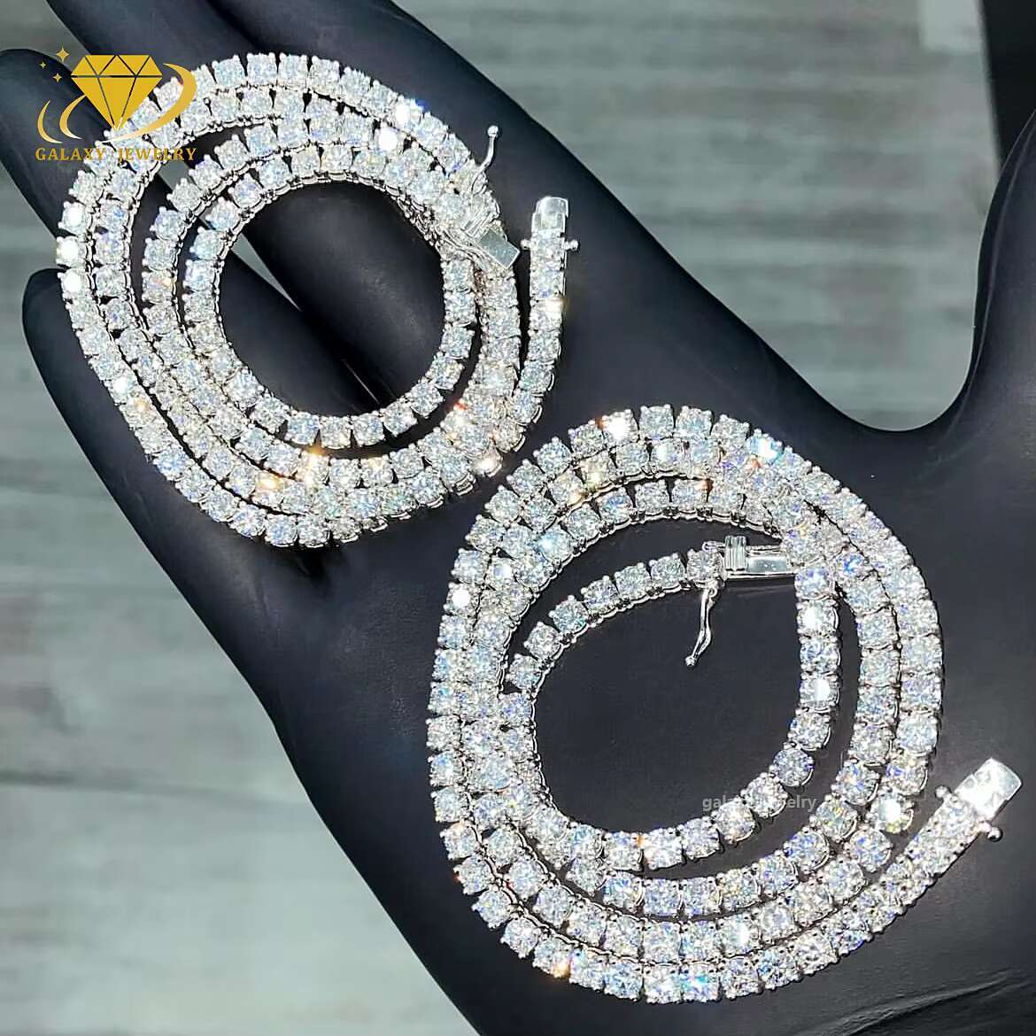 Classic Tennis Chains 925 Sterling Silver Vvs Moissanite Women Fashion Jewelry Iced Out Tennis Bracelets Bangles