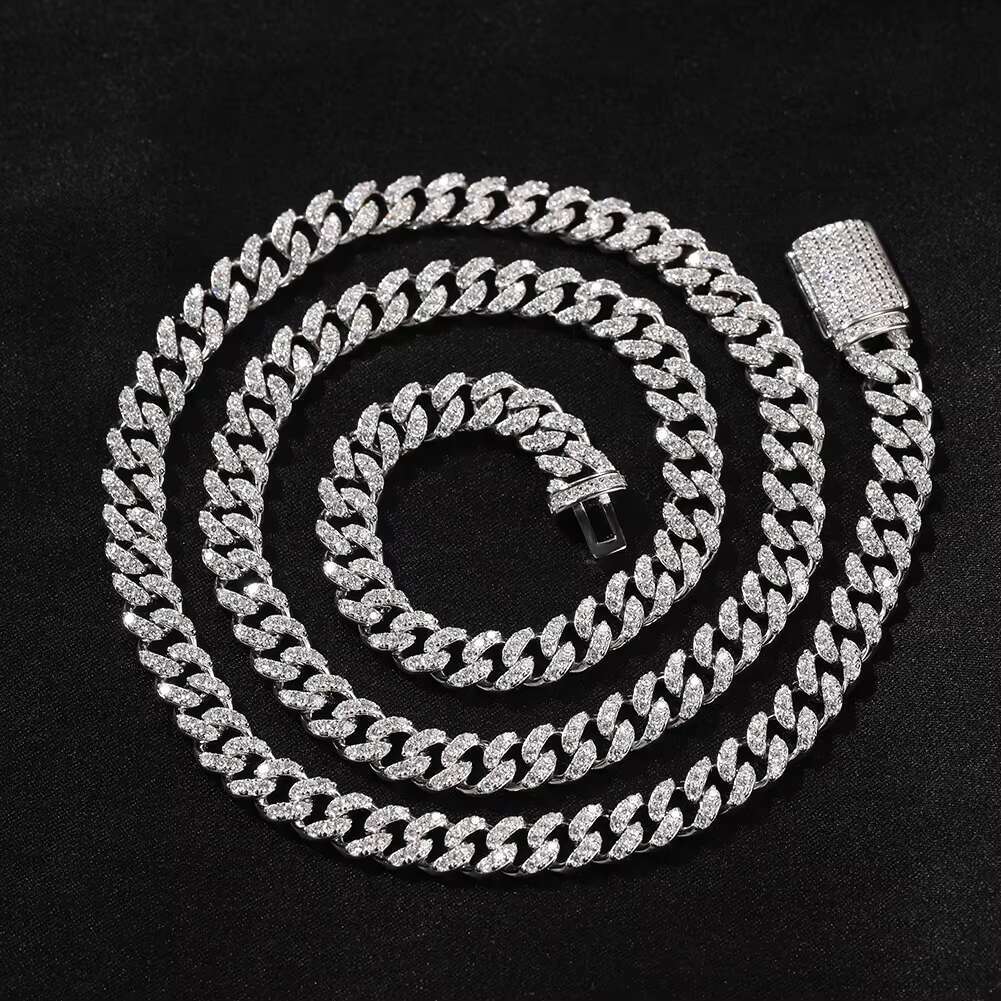 Boutique 6MM Cuban Chain Pure Sier Pyroxene Hiphop Jewelry Men's and Women's Necklace Bracelet Wedding Religion
