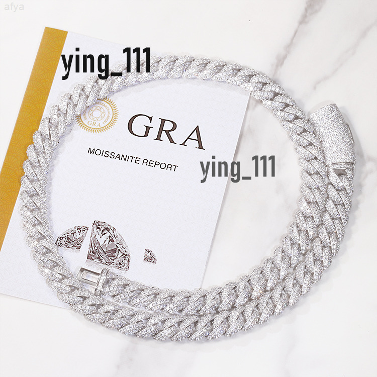 Yu Ying Gems Custom 6mm 9mm 13mm Cuban Link Chain S925 Silver with Iced Out Moissanite Diamond Hip Hop Necklace Bracelet Chock