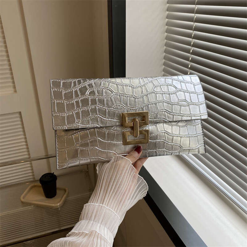 Gold Evening Handbags: Golden Envelope Clutch, Women's Party Shoulder Bag, PU Leather Wallet