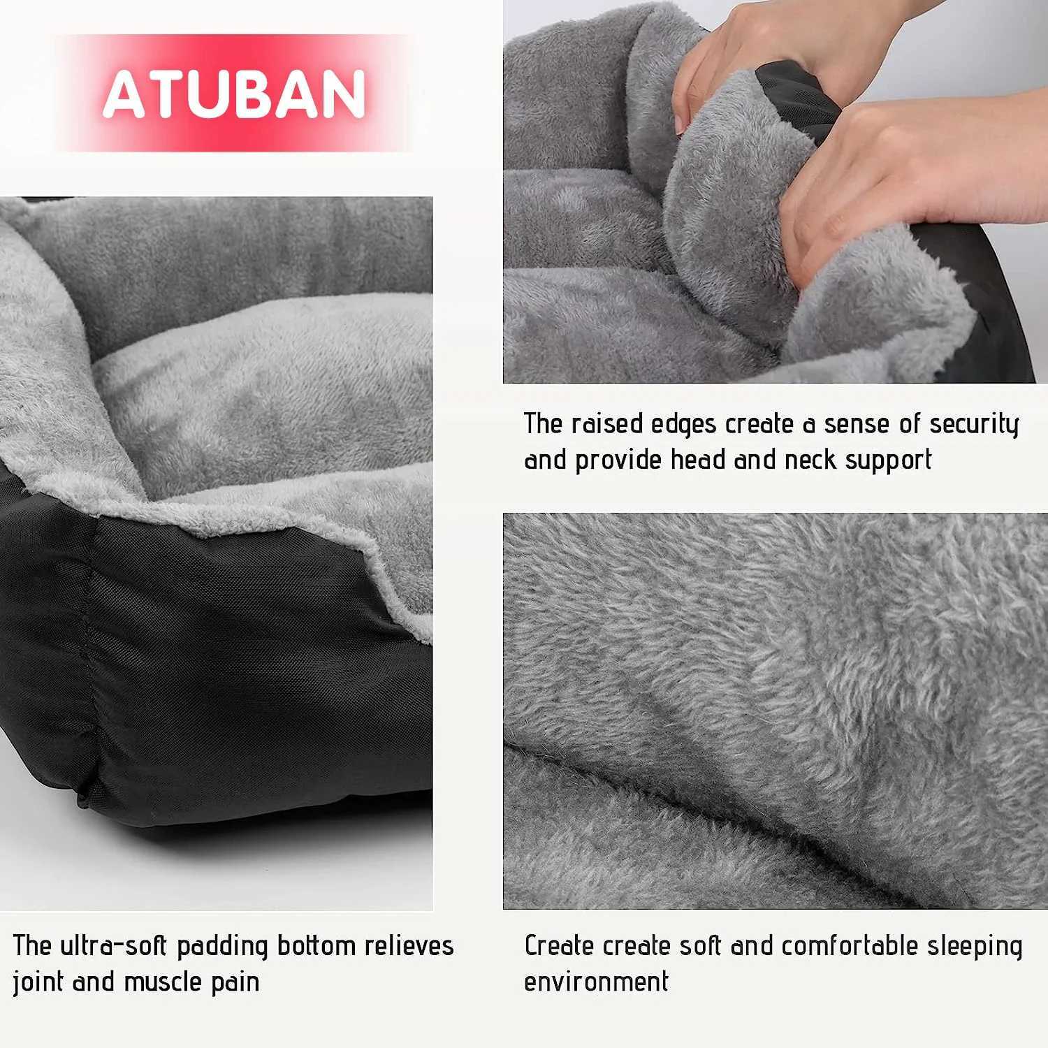 ATUBAN dog bed for large dogs washable pet bed mattress comfortable warm rectangular bed for medium and large dogs cat pets X250412