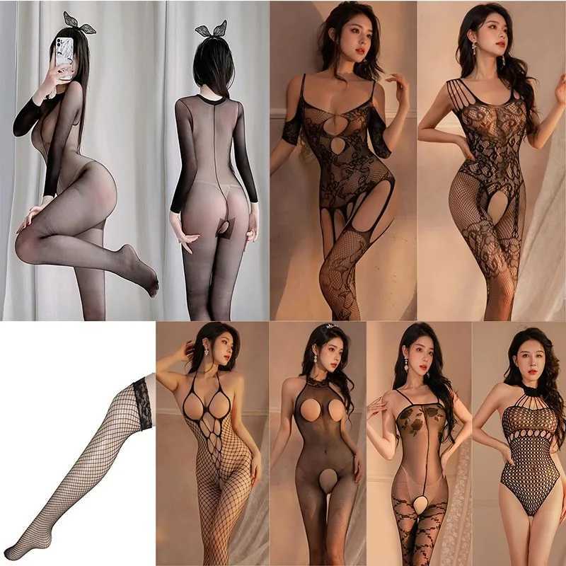 Wholesale pantyhose and mesh socks used for sex sexiness womens underwear fishnet restraint sex bodysuits stretch open crotch bodysuits W250412