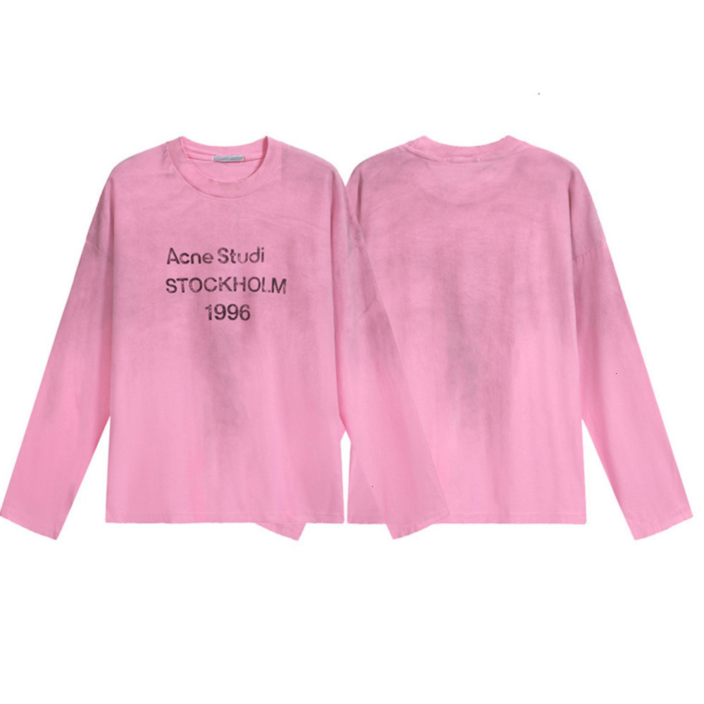 Designer Acnes T Shirt Hoodie Trendy Brand Washed Distressed Letter Print High Street Long Sleeve Loose Unisex Couple T3213124