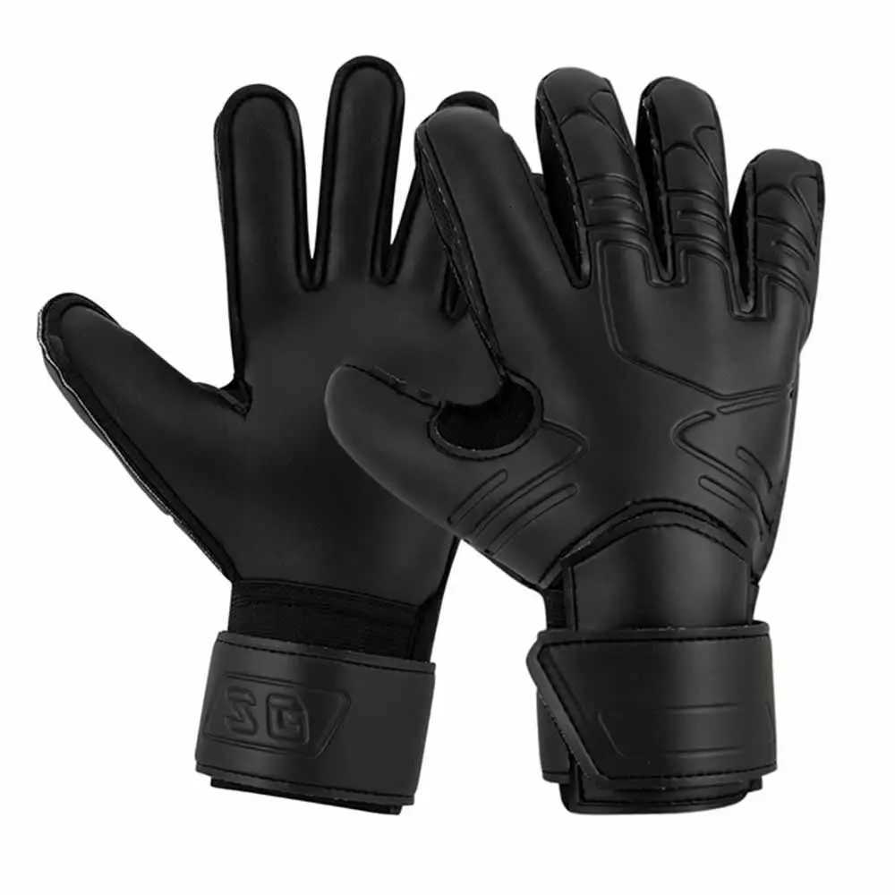 Finger Protection Goalie Gloves Black Wear-Resistant Latex Soccer Gloves Handguard Durable Football Goalkeeper GlovesW251112