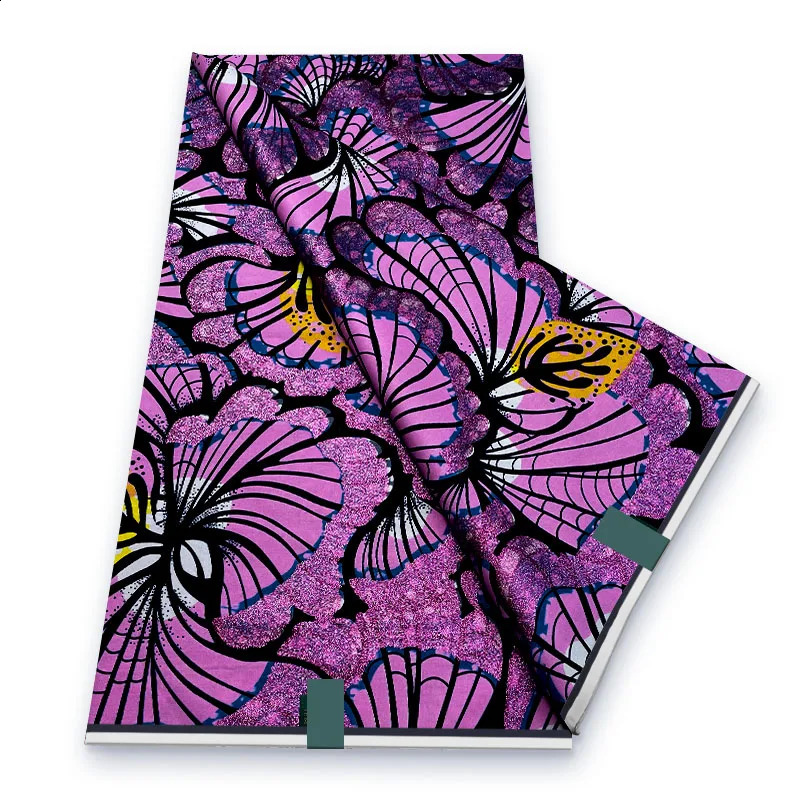 Original Heavy Quality Grand Wax Glitter Fabrics Soft Cotton Ankara Printed Wax Materials 6Yardss For Nigerian Clothes HY101 250407
