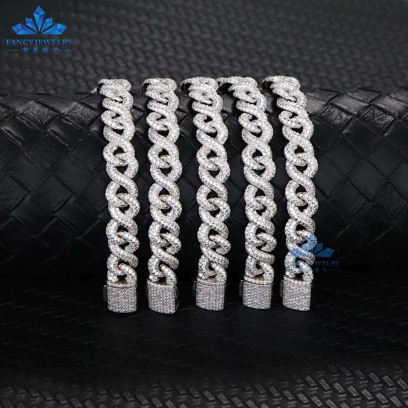 8mm 8 Number Design 18K Gold Plated Hiphop Style VVS Cuban Chain Moissanite Bracelet for Men Iced Out Jewelry