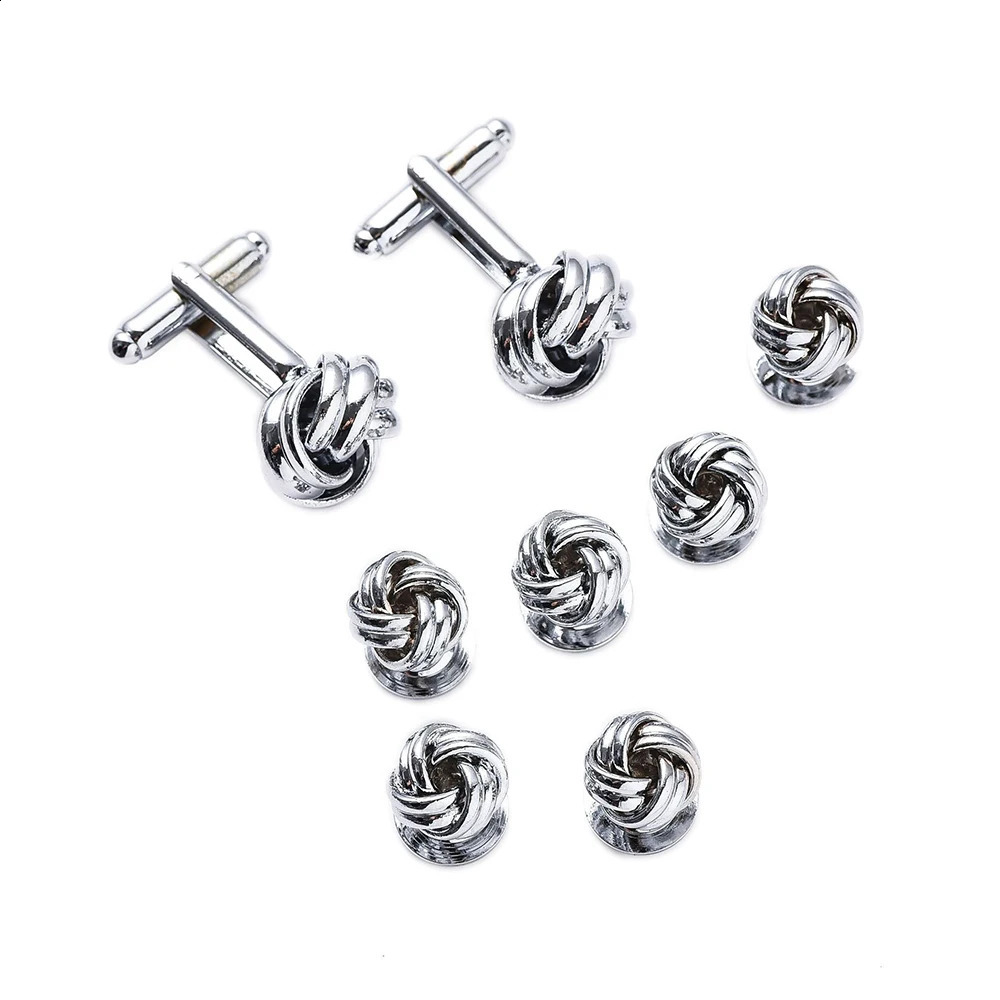 Mens Cufflinks High Quality Set Evening Dress Stud Shirt Cufflinks Set with Button 8-Piece Set with Box Stud 250409