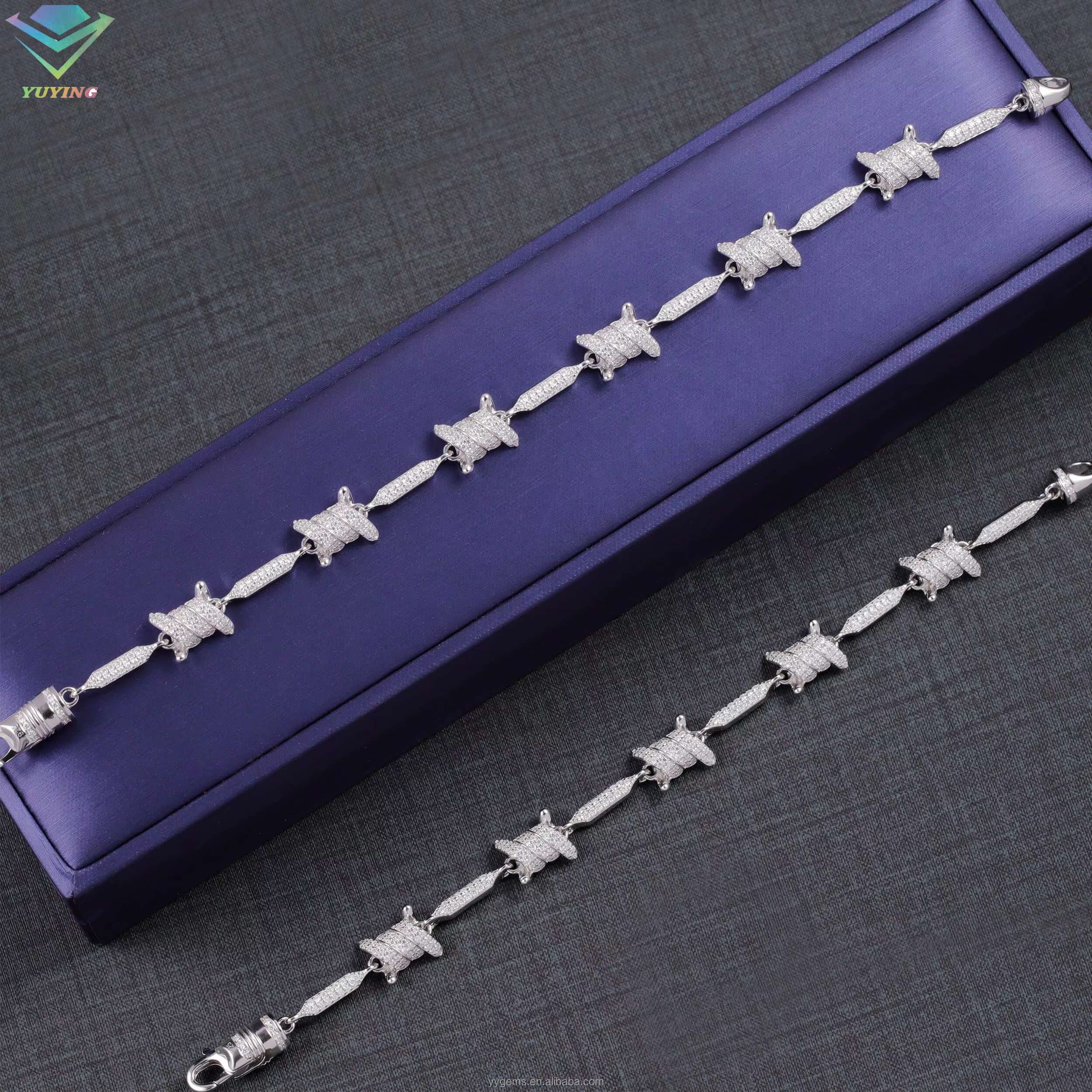 New Arrival Fashion Men Design S925 Silver 18k Gold Plated VVS Moissanite Diamond Cuban Link Bracelet with GRA Certificate