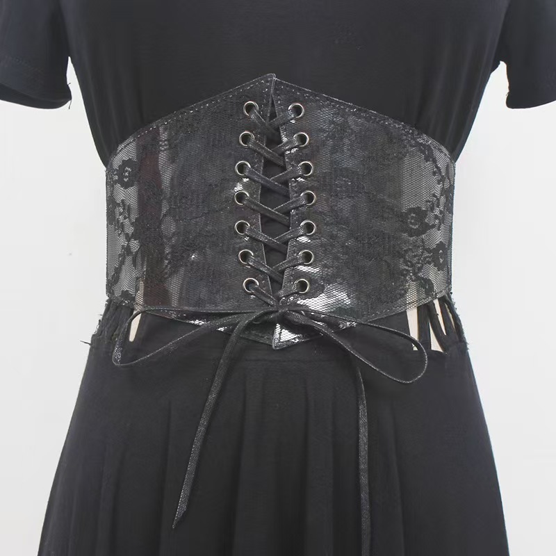 Fashion Wide Lace Cover Women's Versatile Dress Top Decorative Silk Waist Belt