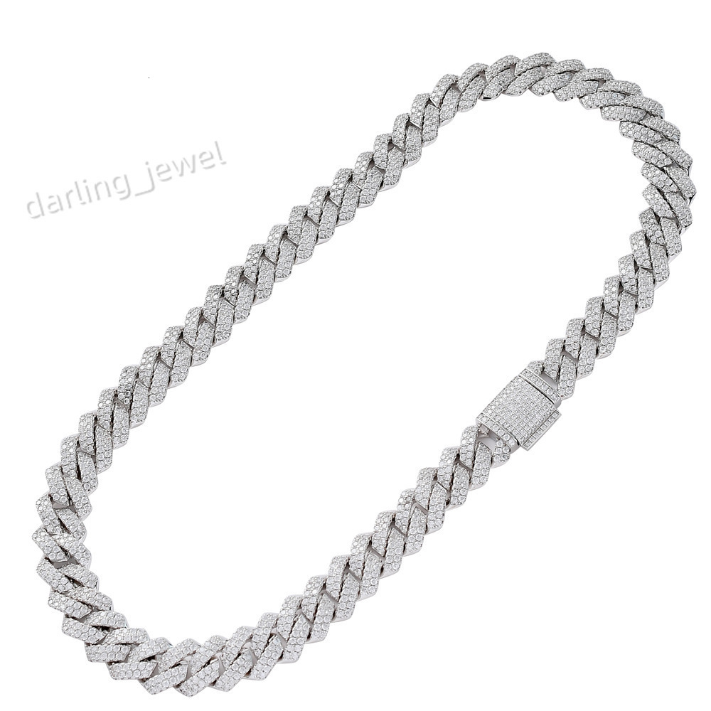 Hot Sale Hiphop Cuban Chain 2rows Wide 8mm/10mm/12mm/13mm/14mm/15mm/20mm Real S925 VVS Moissanite Cuban Link Chain