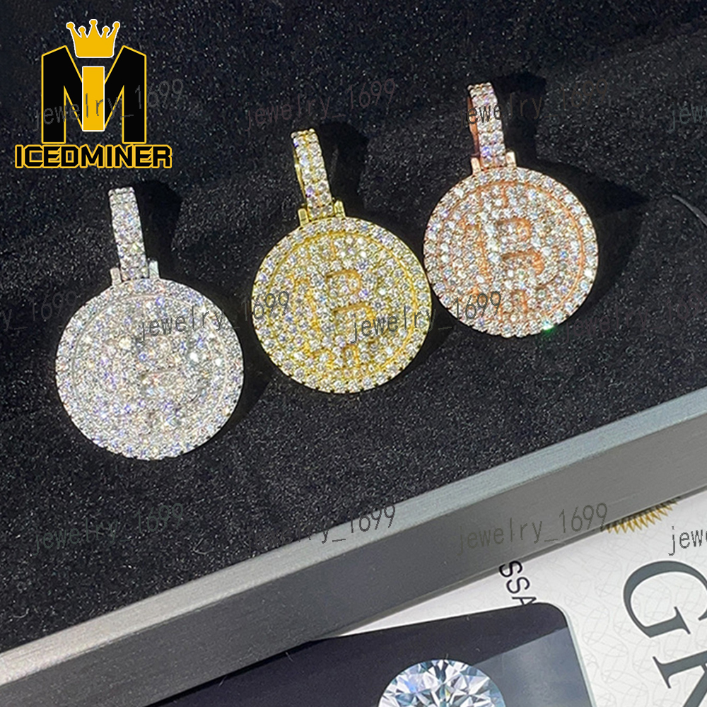 Bitcoinn Moissanite S925 Pendants Necklace Iced Out Necklaces for Men Pass Diamonds Tester Moissanite Pendant Necklace With GRA