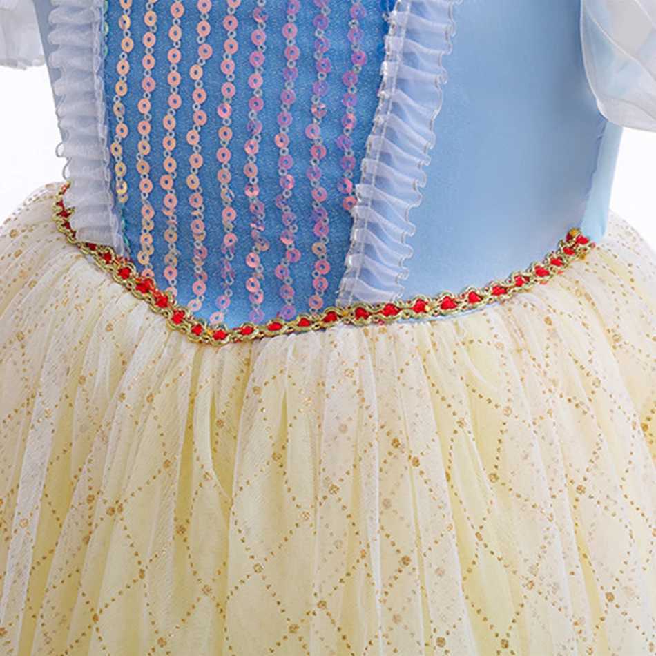 Disney Snow White cosplay princess dress girl sequin mesh dress childrens birthday gift carnival Halloween party costume elegant costumeXJ250411