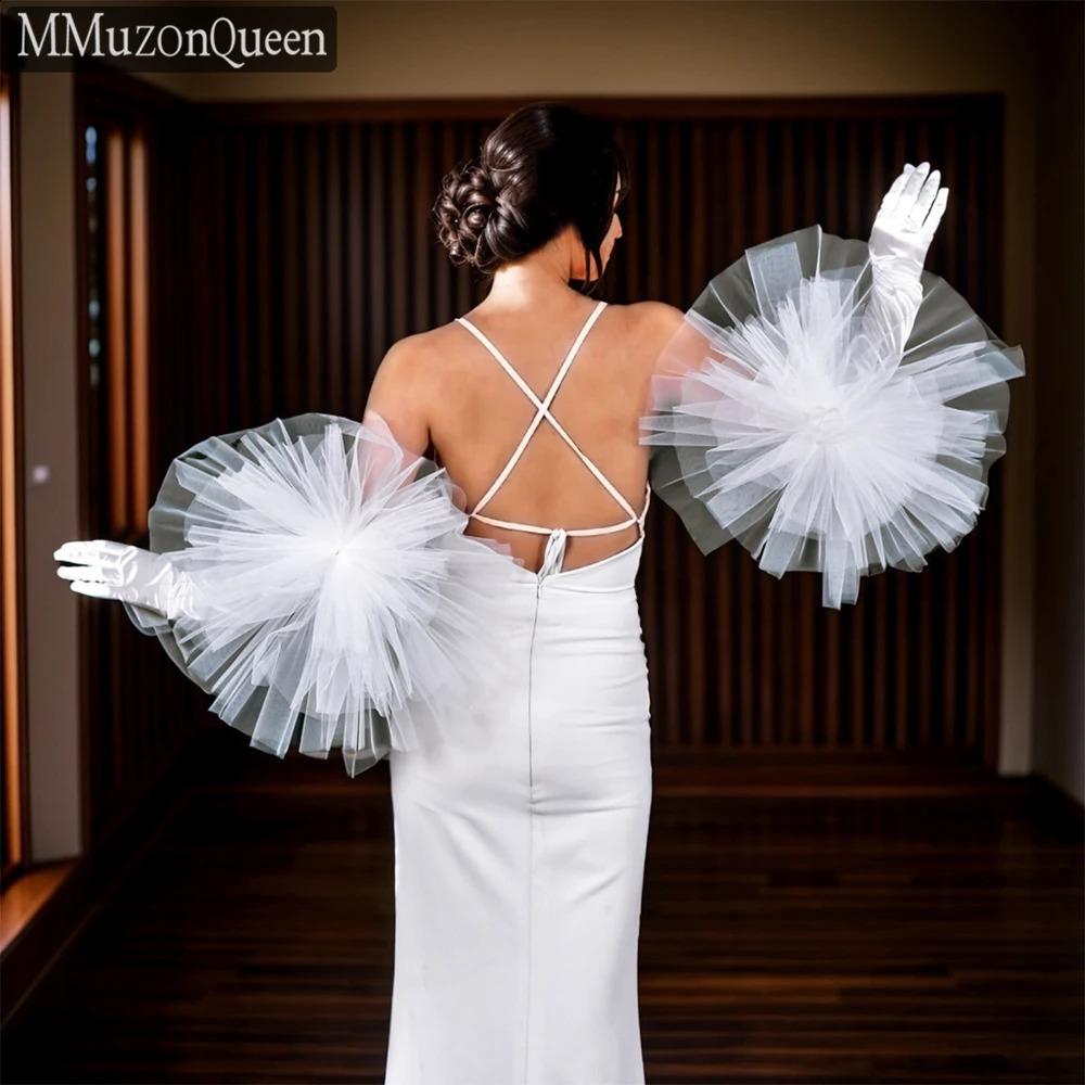 MMQ MM10 Womens Elegant Long Satin Gloves Oversized Mesh Flower Wedding Dress Accessories Bridal Fashion Retro DIY Customizable 250408