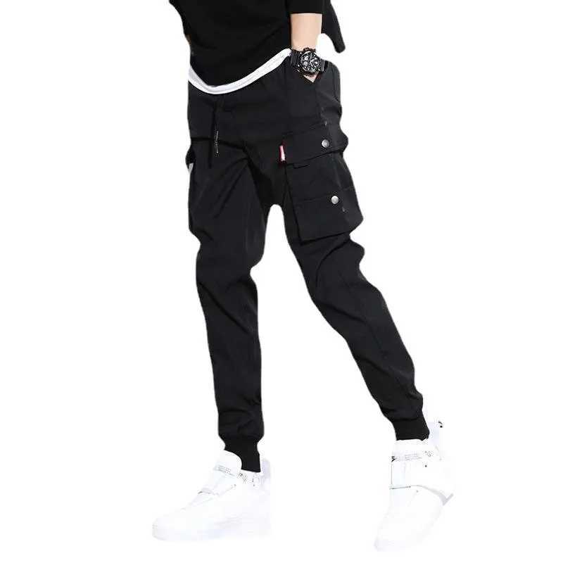 Classic running streetwear casual mens ribbon harem jogging pants mens slim fit spring cargo pants multi pocket womens Trousers W250411