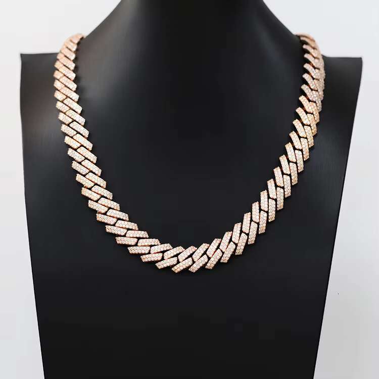 High Quality Hip Hop 15MM Moissanite Cuban Chain Hand Made 925 Sterling Silver Cuban Link Chain Pass Diamond Tester