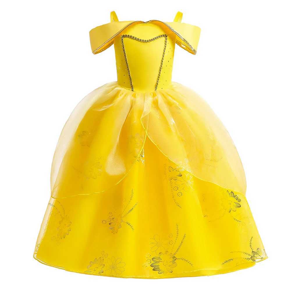 Disney Fancy Girls Belle Halloween costume carnival role-playing Christmas beauties and beasts party princess dress lace birthday childrens clothingXJ