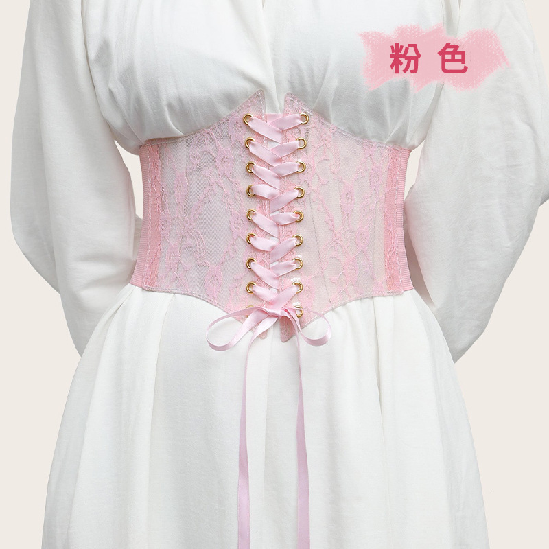 Fashion Wide Lace Women's Versatile Dress Top Decorative Silk Elastic Belt Waist Cover