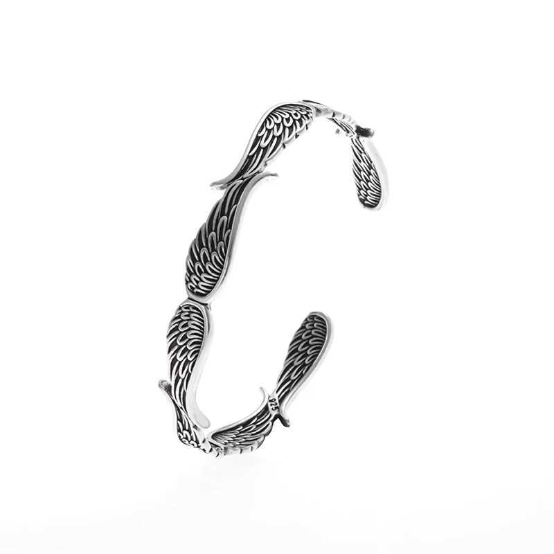 New Retro Creative Design Angel Wings Metal Open Bracelet Men Women Cool Glamour Party Bike JewelryC250411