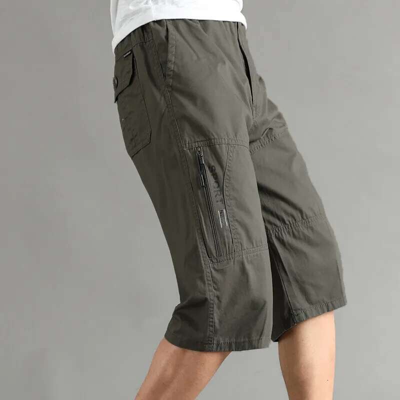 XL-6XL Men's Summer Pure Cotton Casual Shorts loose and Slimming Work Home Pants Large Pocket Zipper Decoration