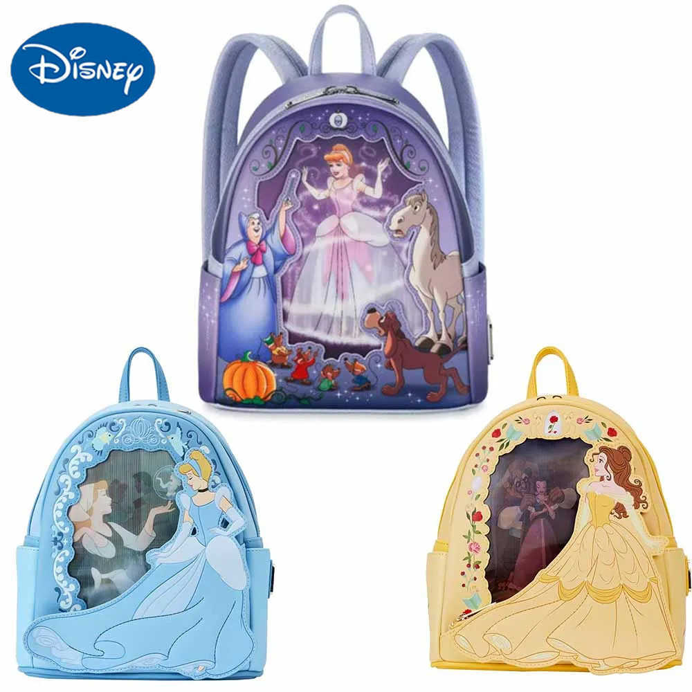 Disney Beauty and Beast Scene Mini Backpack Beauty Princess Cartoon Shoulder Mini Childrens Backpack Girl Birthday Gift X250412